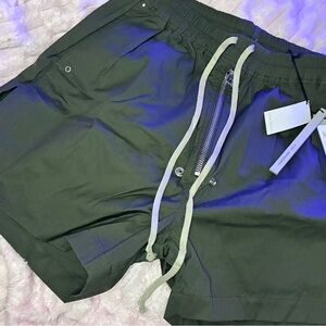 Rick Owens Olive Drawstring Athletic Shorts
